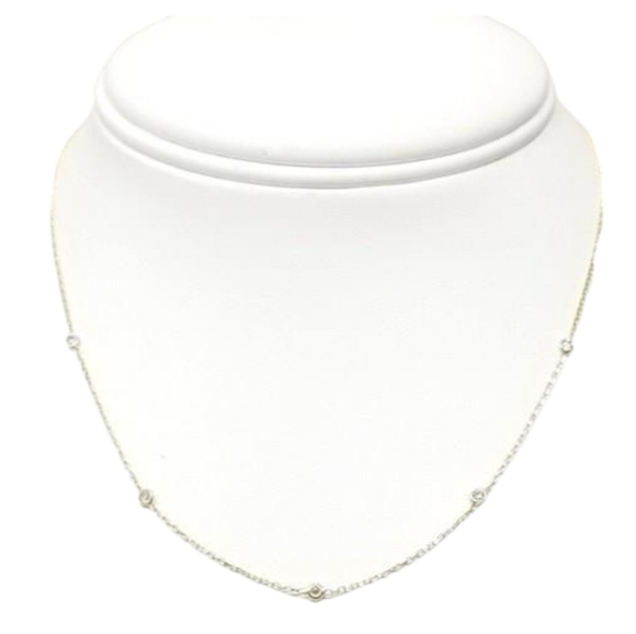 17.5" 925 Italy Gold overlay Necklace with 5 stones - Picture 4 of 13